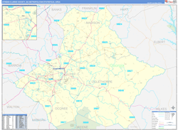 Athens-Clarke County Metro Area Wall Map Basic Style 2026